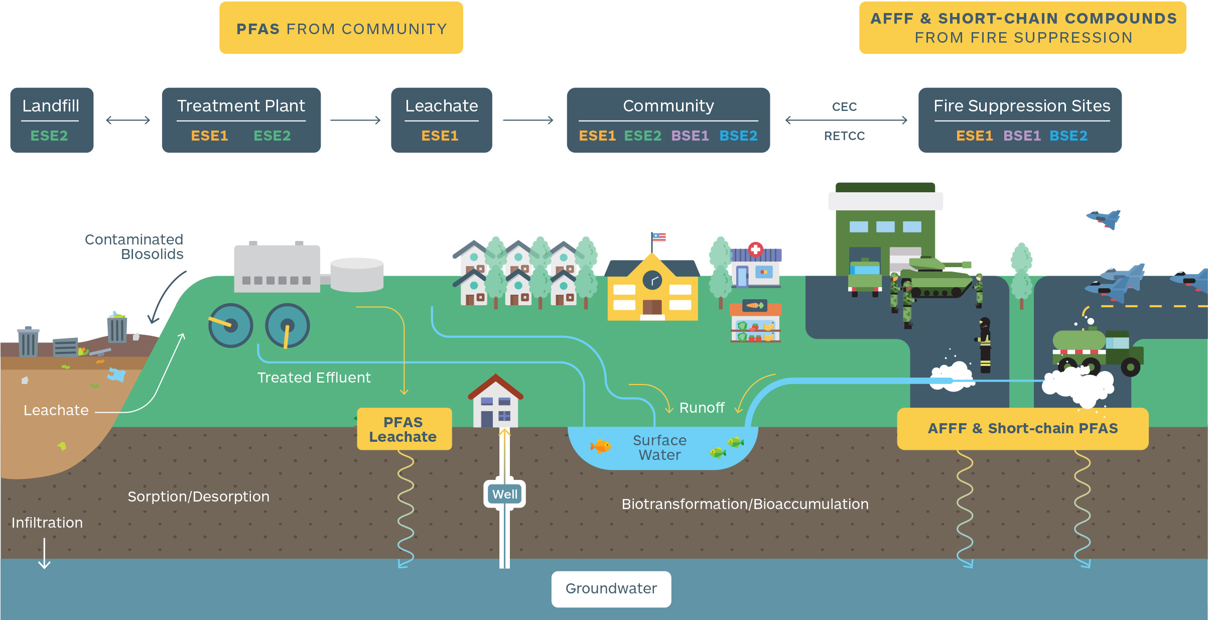 The Ecosystem - Sources and exposure pathways of PFAS and AFFF